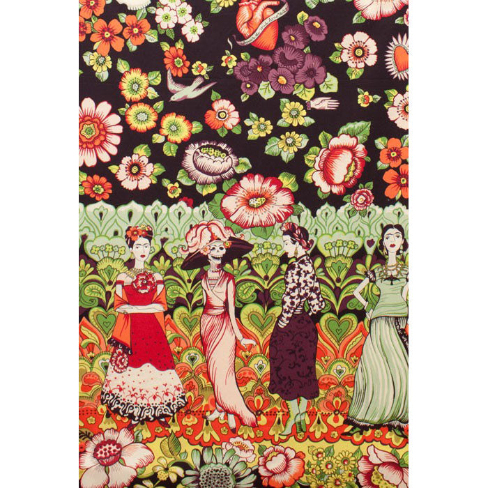 Frida La Catrina Dark Eggplant - Frumble Fabrics