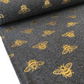 Golden Bee Metallic Foil Jersey Dark Grey - Frumble Fabrics