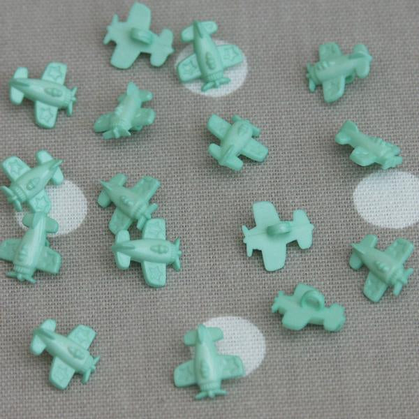Aeroplane Sewing Buttons - Green 10 pack - Frumble Fabrics