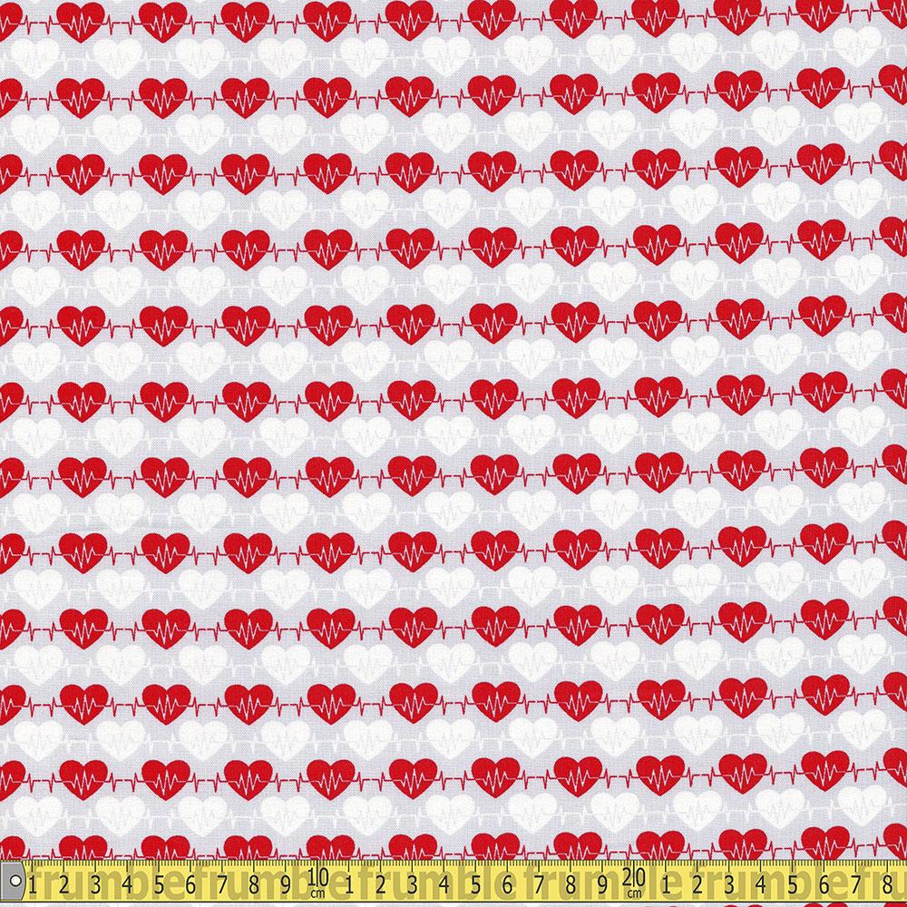 Henry Glass - Big Hugs - Heart Beat Hearts Grey Sewing and Dressmaking Fabric