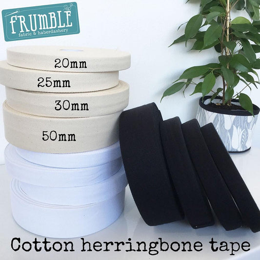 25mm Cotton Herringbone Webbing - Frumble Fabrics