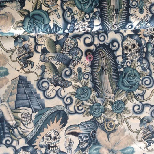 Contigo Tattoo Blue - Frumble Fabrics