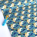 Jurassic World T-Rex Roar - Cotton Soft Sweat - Yellow Blue Sewing and Dressmaking Fabric