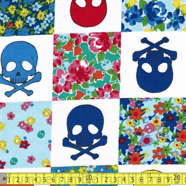 Quilt Skulls Blue - Frumble Fabrics