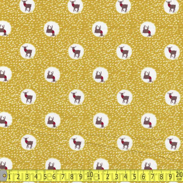 Trefle Spotty Deer Mustard Cotton Sateen - Frumble Fabrics