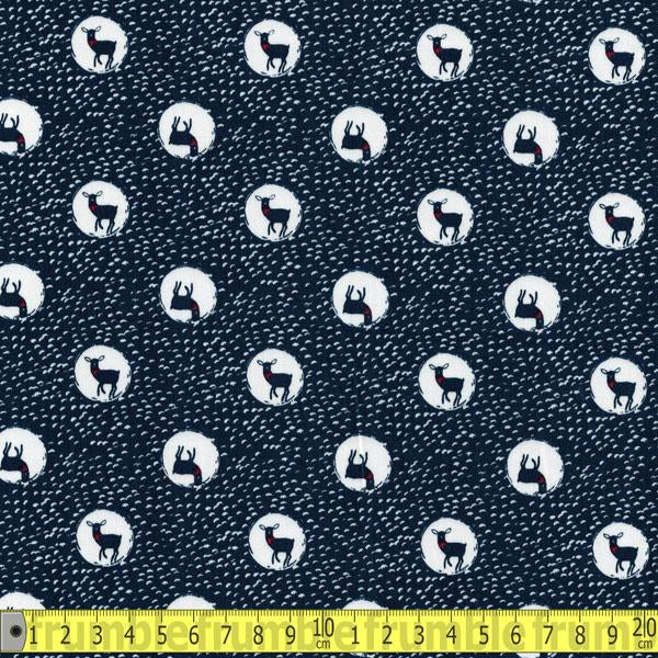 Trefle Spotty Deer Navy Cotton Sateen - Frumble Fabrics