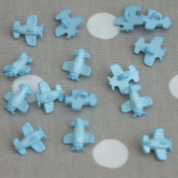 Aeroplane Sewing Buttons - Light Blue 10 pack - Frumble Fabrics