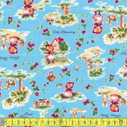 Little Red Riding Hood Retro Blue - Frumble Fabrics
