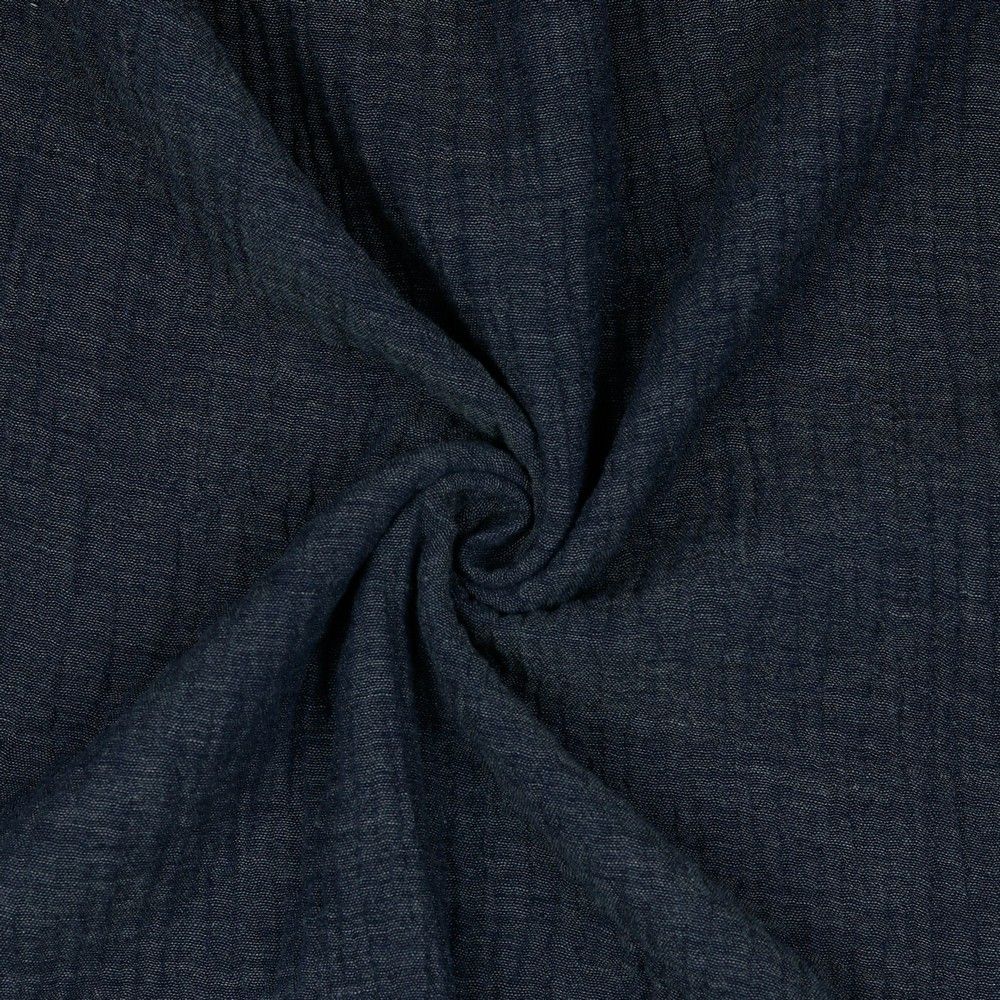 Marl Double Gauze - Muslin Solids - Indigo Navy Sewing and Dressmaking Fabric