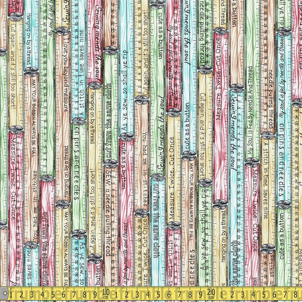 Maywood Studio - Measure Twice - Rulers Multi Sewing and Dressmaking Fabric