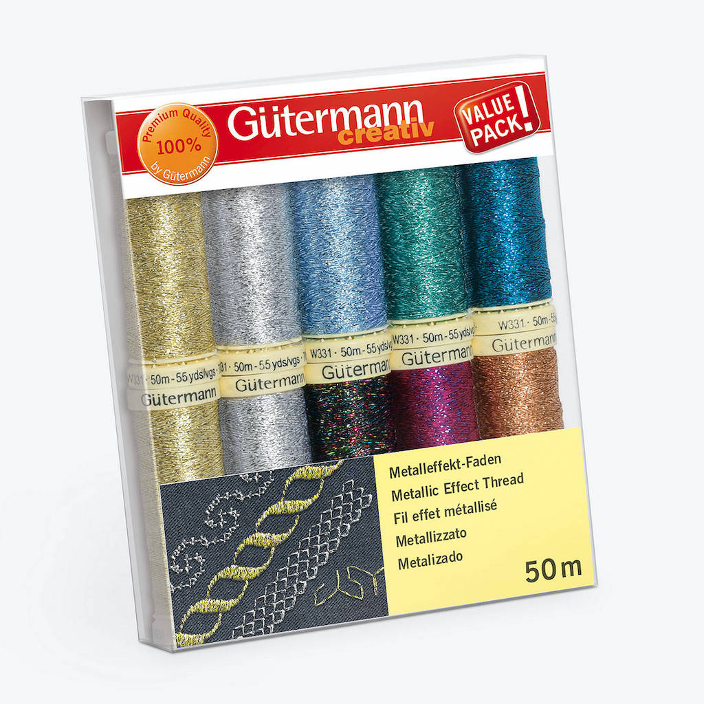 Gutermann Metallic Effect Thread - 10 Reels - Frumble Fabrics