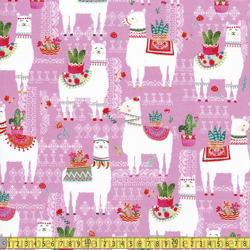 Michael Miller - La Vida Loca - La Llama Pink Sewing and Dressmaking Fabric