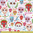 Michael Miller - La Vida Loca - Sugar Skulls Blush Sewing and Dressmaking Fabric