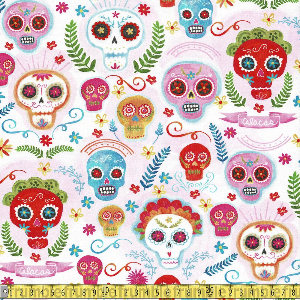 Michael Miller - La Vida Loca - Sugar Skulls Blush Sewing and Dressmaking Fabric