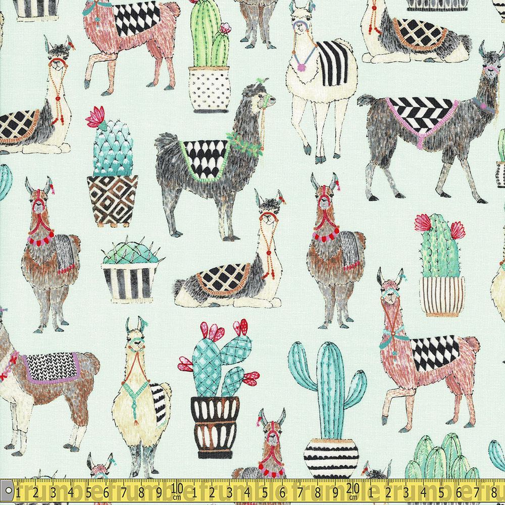 Michael Miller - Lovely Llamas - Mint Sewing Fabric