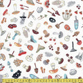 Michael Miller - Mushroom Fan Club - Wild Fungi White Sewing and Dressmaking Fabric