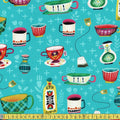 Michael Miller - Positivi-Tea - A Passion For Tea Teal Sewing and Dressmaking Fabric