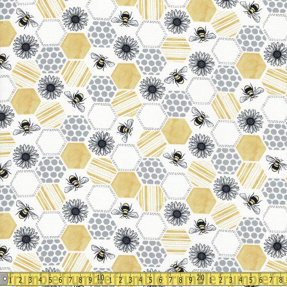 Michael Miller - Queen Bee by Diane Kappa - Buzz Yellow Sewing Fabric
