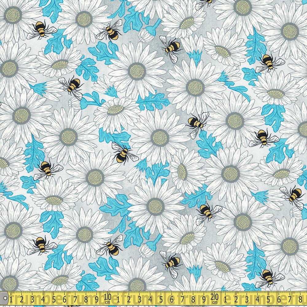 Michael Miller - Queen Bee by Diane Kappa - Feed The Bees Grey Sewing Fabric
