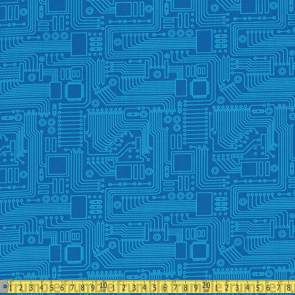 Michael Miller - Stem Squad - Circuit Board Blue Sewing and Dressmaking Fabric