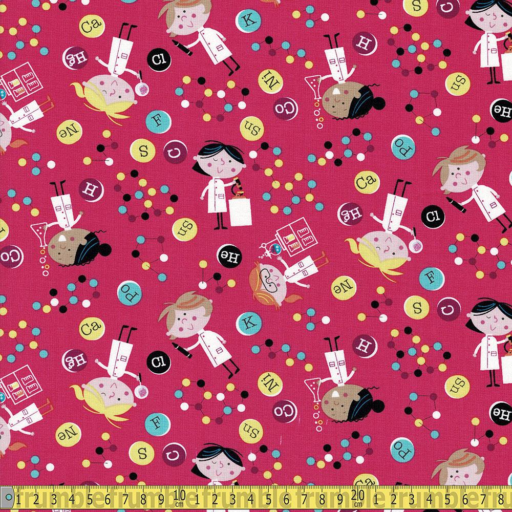 Michael Miller - Stem Squad - Girls In Science Pink Sewing and Dressmaking Fabric