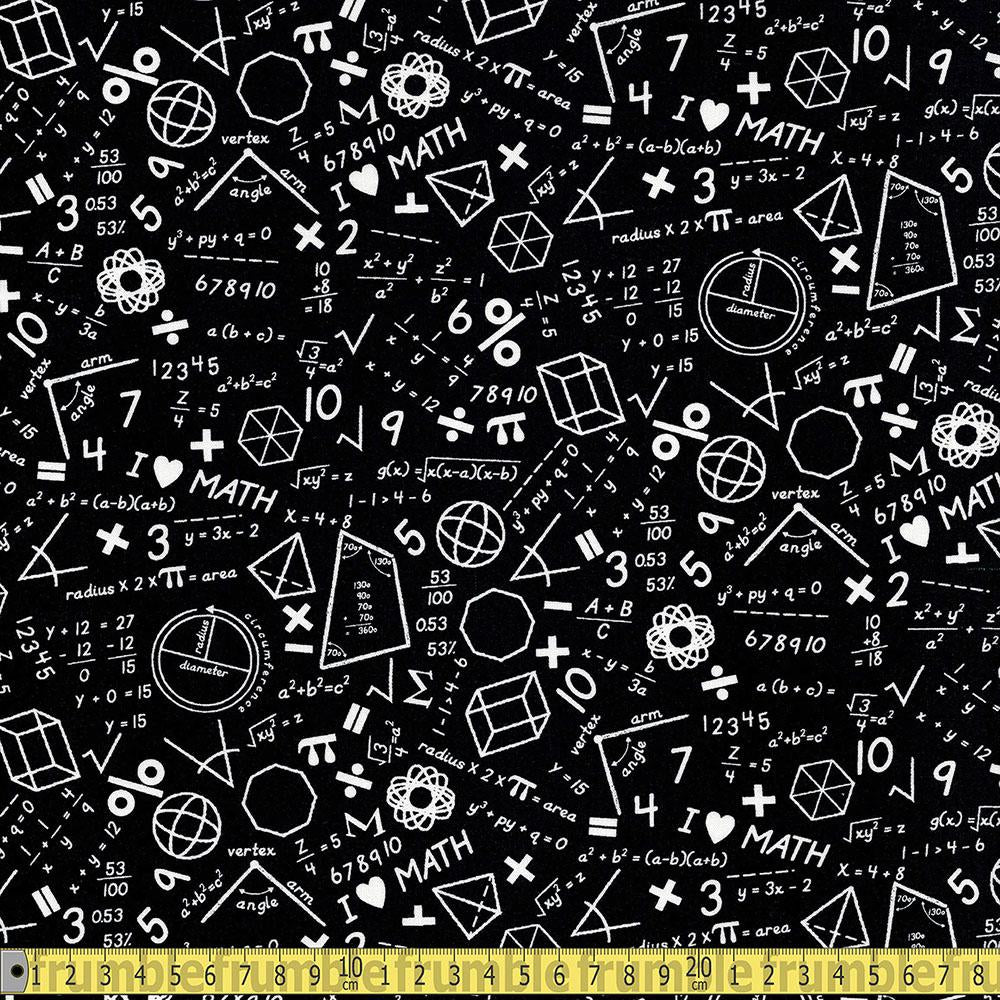 Michael Miller - Stem Squad - Maths Black Sewing and Dressmaking Fabric