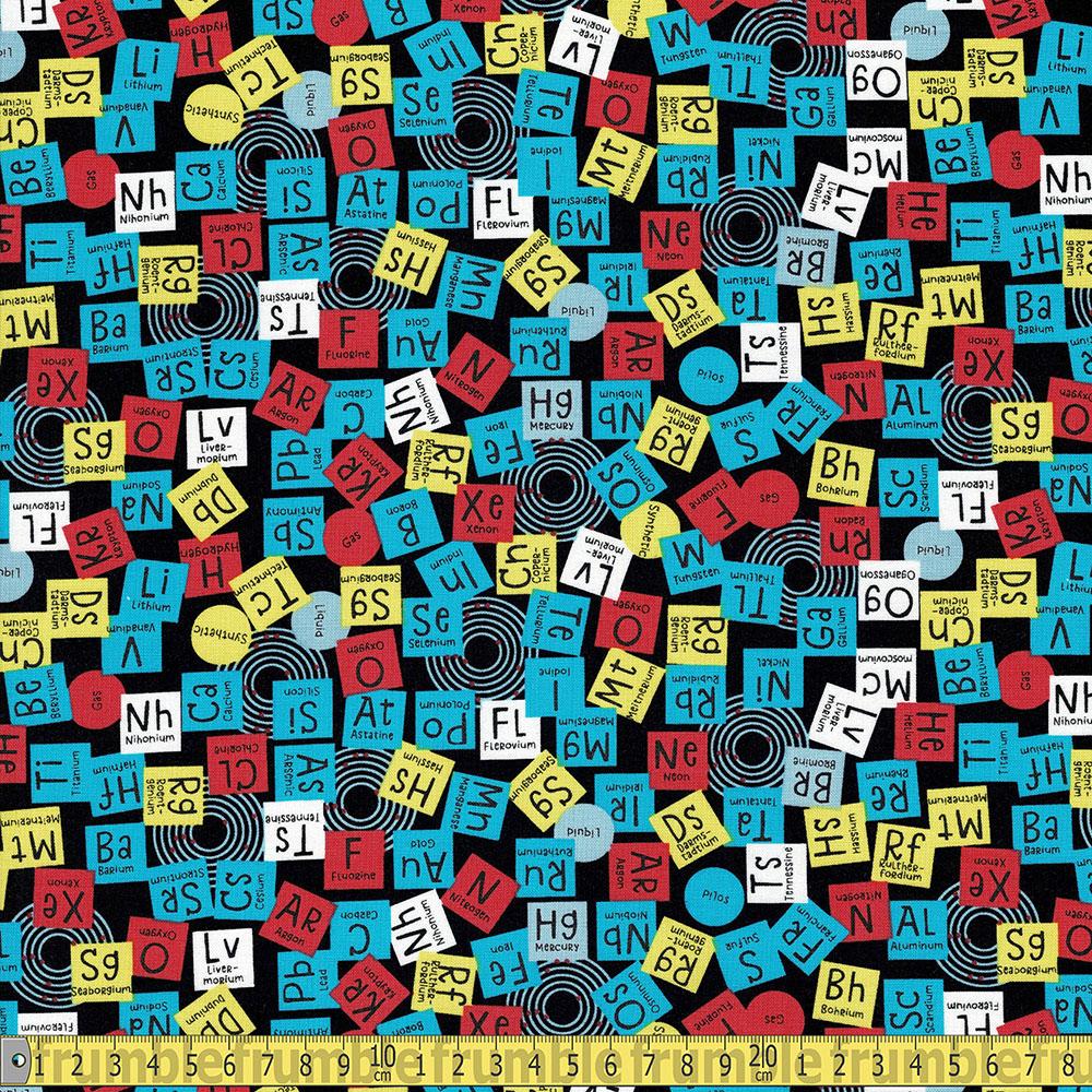Michael Miller - Stem Squad - Periodic Elements Black Sewing and Dressmaking Fabric