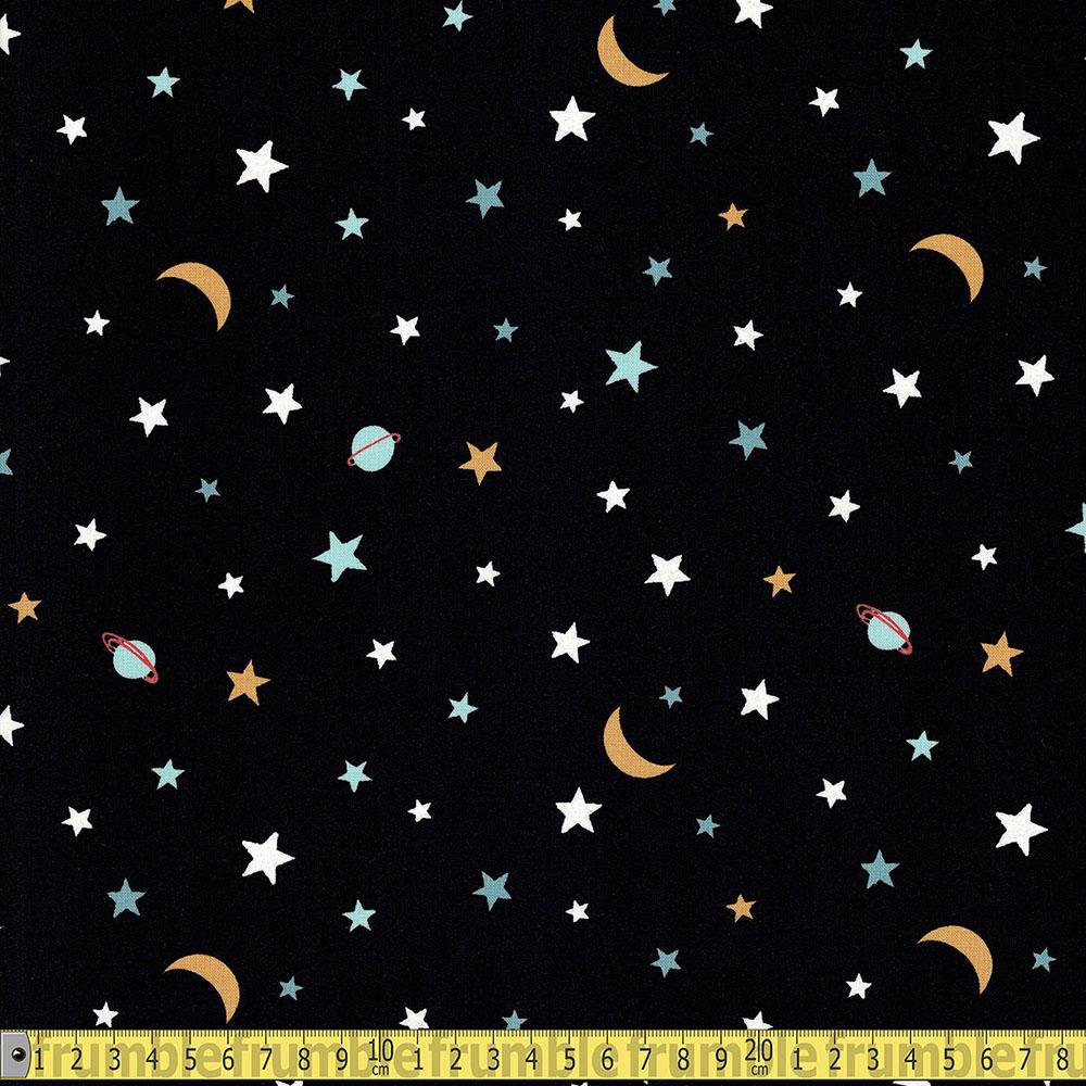 Michael Miller - Super Feed - Galactic Glow In The Dark Black Sewing Fabric
