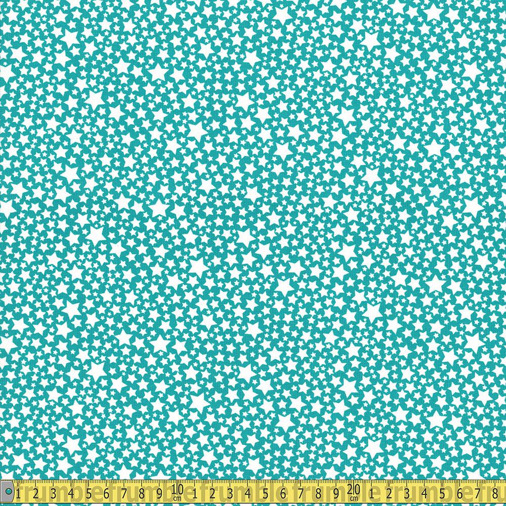Michael Miller - Super Fred - Starlettes Glow In The Dark Teal Sewing Fabric