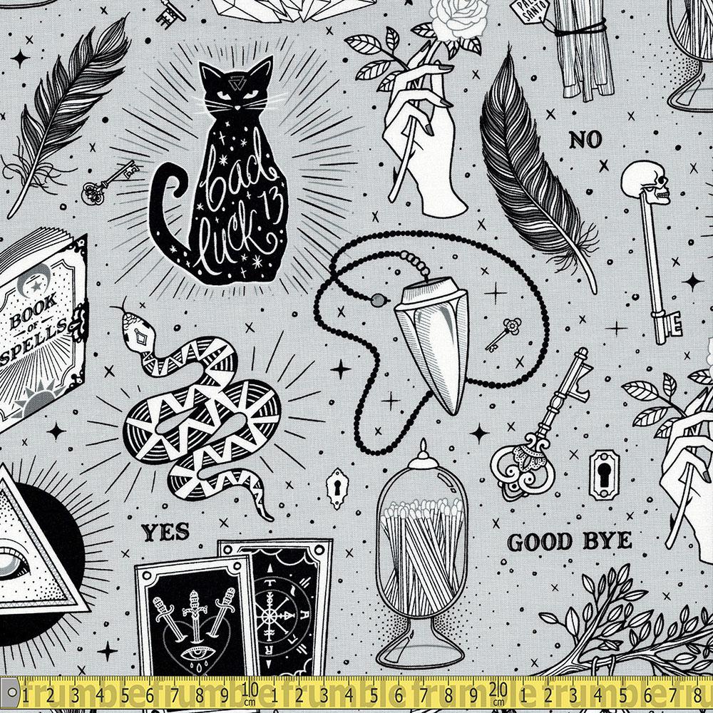 Michael Miller - When Stars Align - Trust The Universe Grey Sewing and Dressmaking Fabric