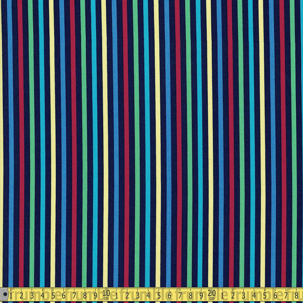Dinosaur Rainbow Stripe Navy - Frumble Fabrics