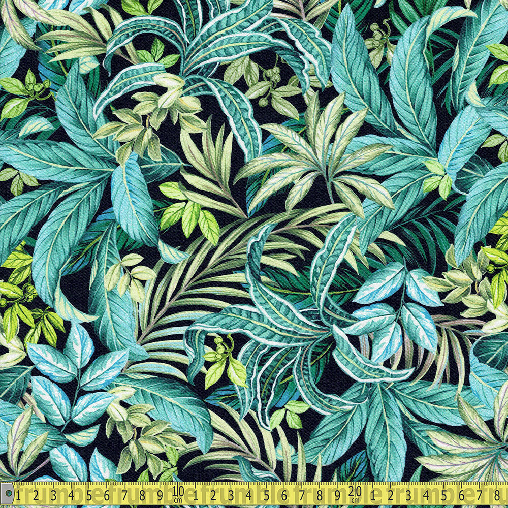 Michael Miller Fabric - Exotica - Jungle Foliage Black Sewing and Dressmaking Fabric