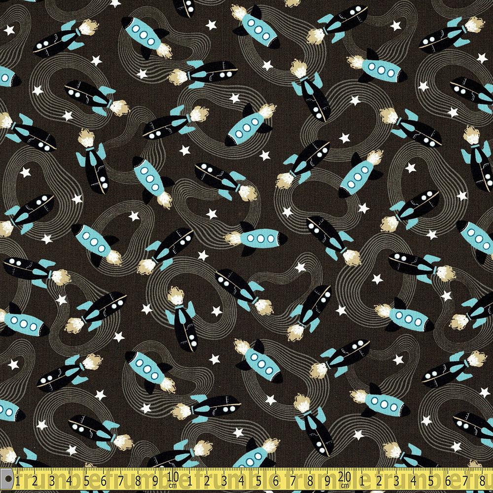 Glow in the Dark Ready Your Rockets Grey - Frumble Fabrics