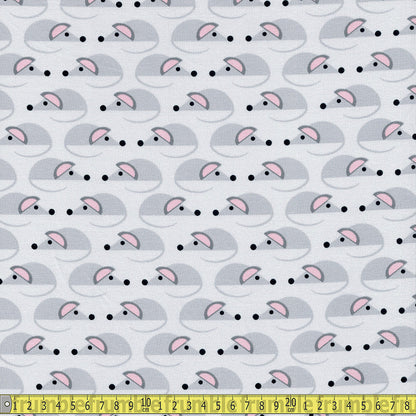 Mousing About - Printed Cotton Jersey - Grey Sewing and Dressmaking Fabric