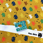 Pixel Game - GOTS Organic Printed Jersey - Ochre Mustard