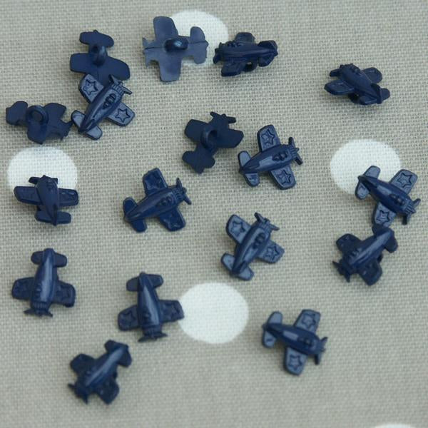 Aeroplane Sewing Buttons - Navy Blue 10 pack - Frumble Fabrics