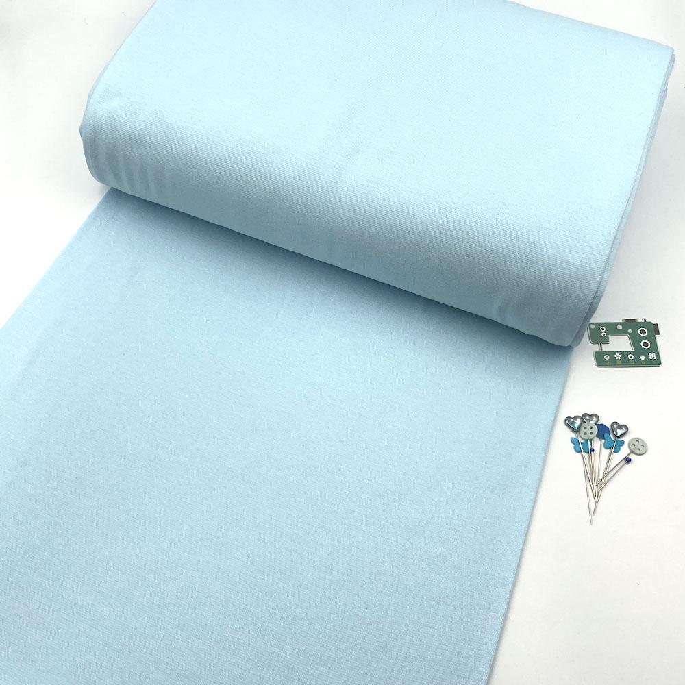 Organic GOTS - Plain Cotton Ribbing Tube - Baby Blue Sewing and Dressmaking Fabric