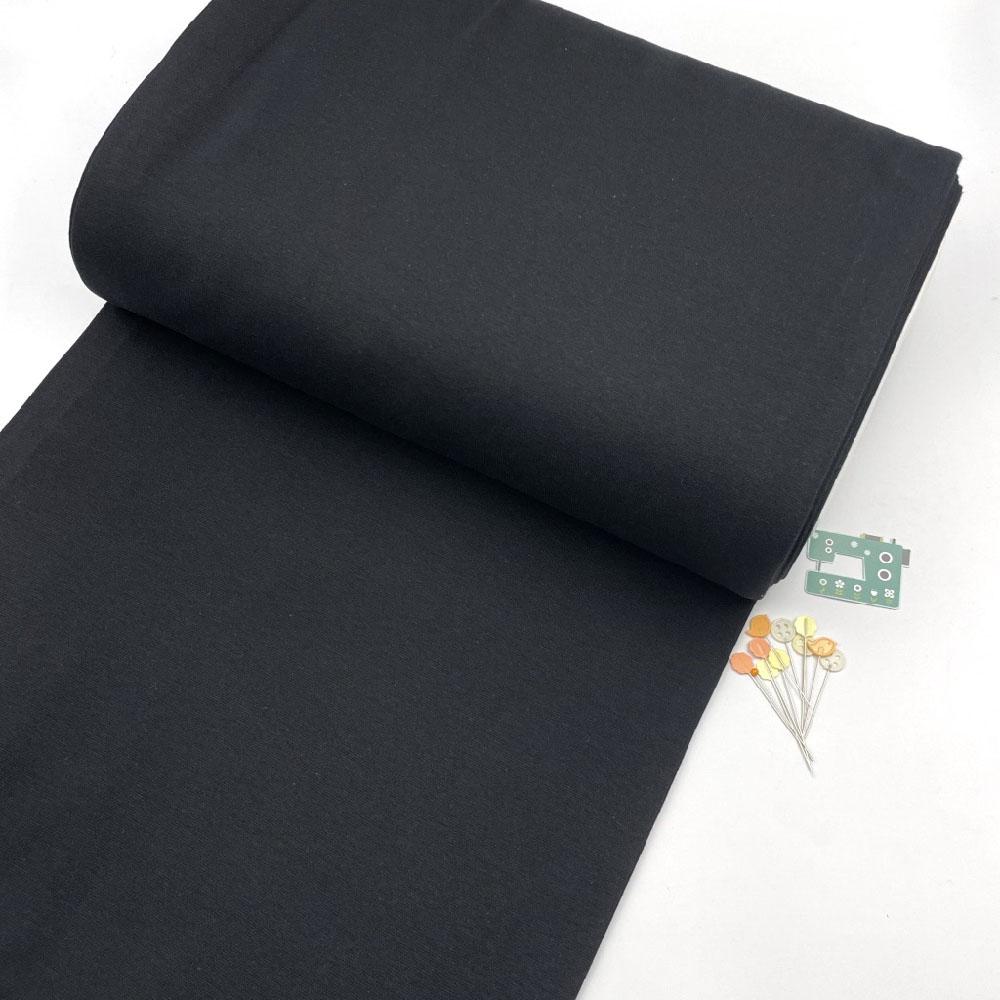 Organic GOTS - Plain Cotton Ribbing Tube - Black Sewing and Dressmaking Fabric