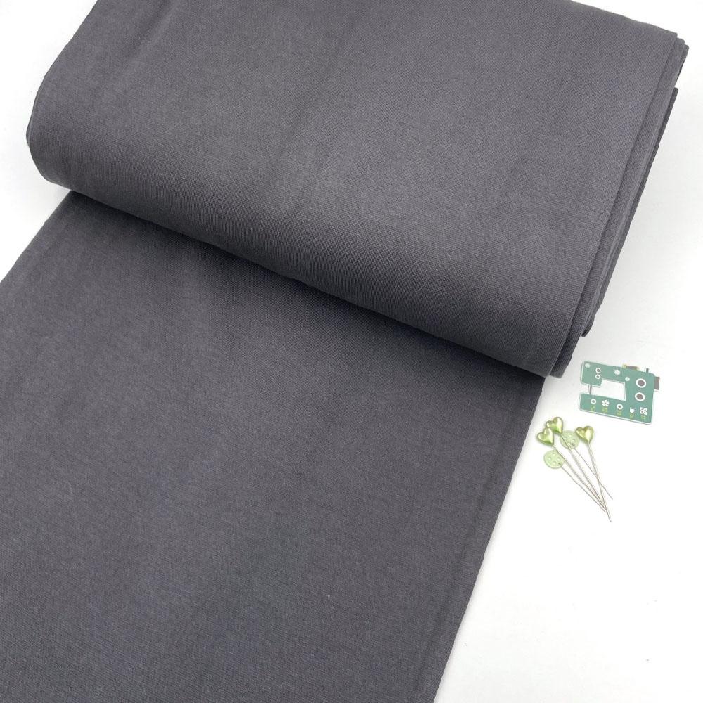 Organic GOTS - Plain Cotton Ribbing Tube - Charcoal Grey Sewing and Dressmaking Fabric