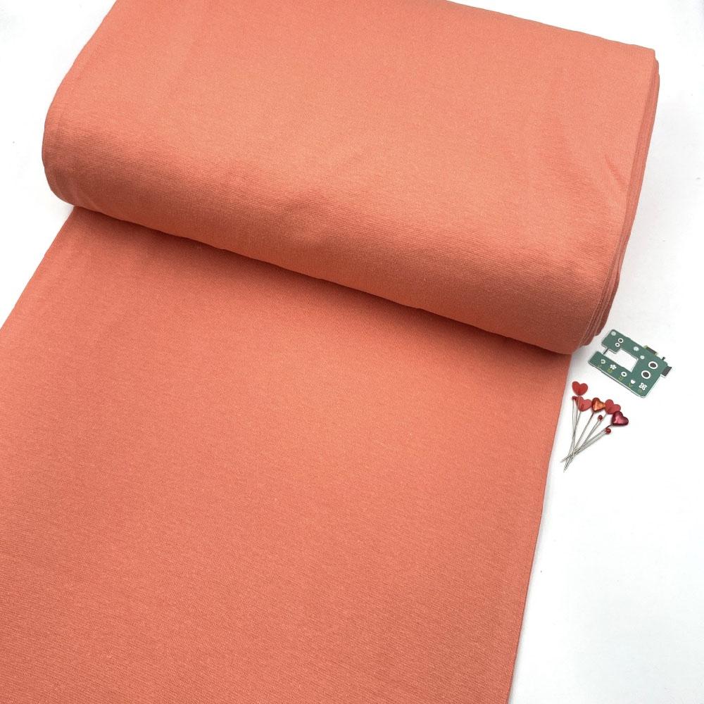 Organic GOTS - Plain Cotton Ribbing Tube - Coral Peach Sewing and Dressmaking Fabric