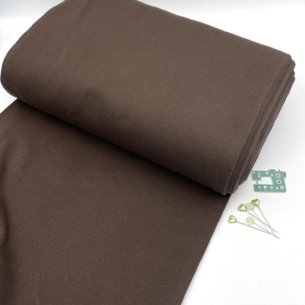 Organic GOTS - Plain Cotton Ribbing Tube - Dark Choc Brown Sewing and Dressmaking Fabric