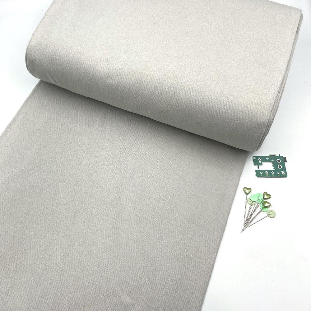 Organic GOTS - Plain Cotton Ribbing Tube - Light Grey Sewing and Dressmaking Fabric