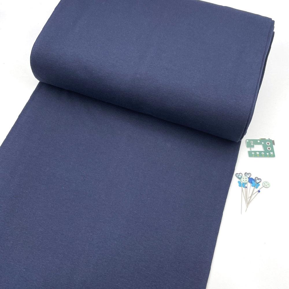 Organic GOTS - Plain Cotton Ribbing Tube - Navy Blue Sewing and Dressmaking Fabric