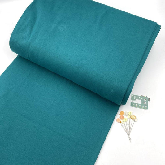 Organic GOTS - Plain Cotton Ribbing Tube - Petrol Teal Sewing and Dressmaking Fabric