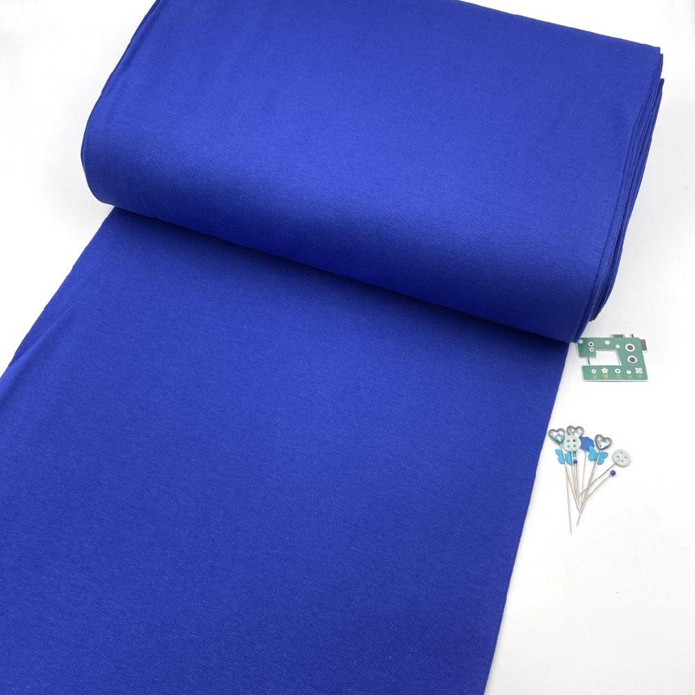 Organic GOTS - Plain Cotton Ribbing Tube - Royal Blue Sewing and Dressmaking Fabric