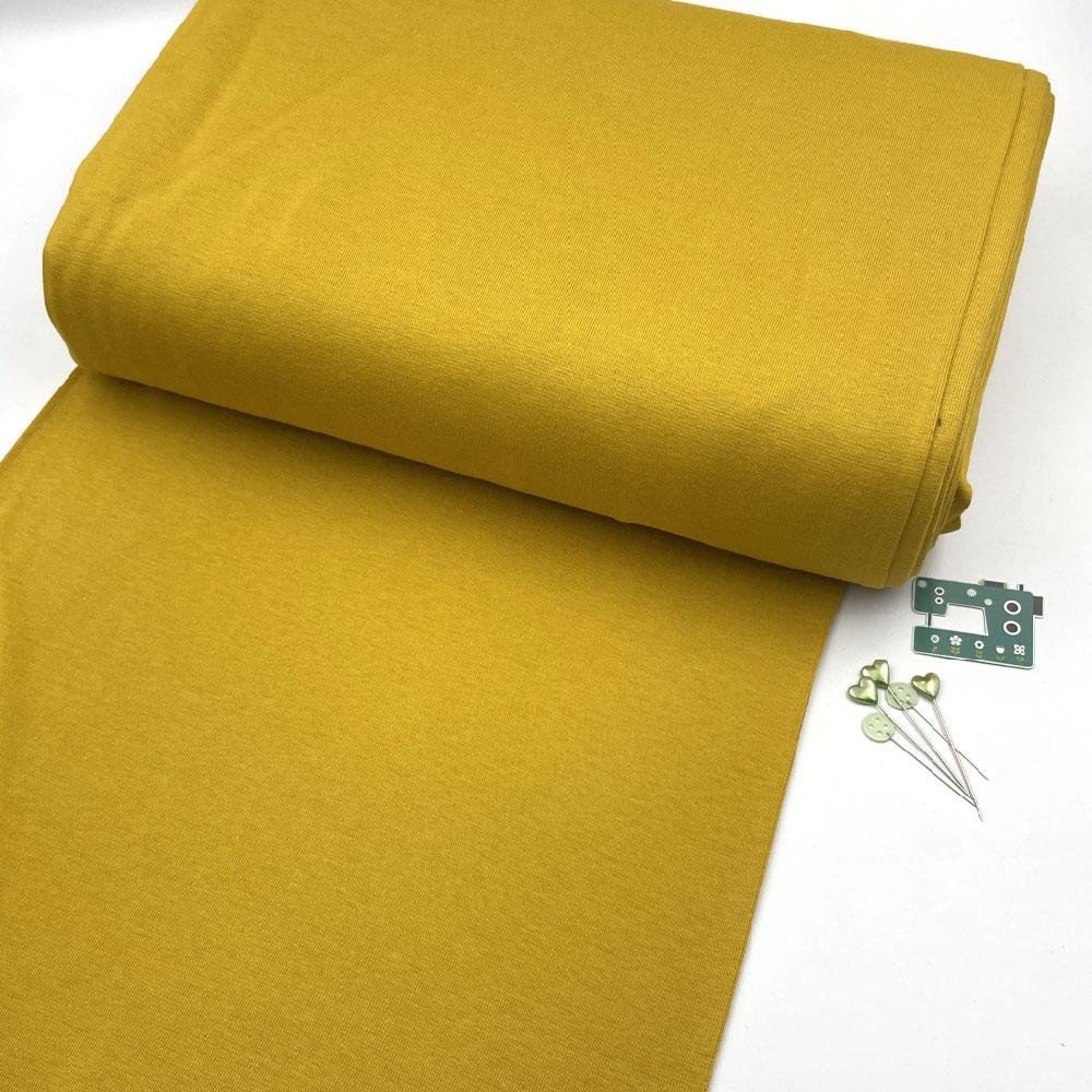 Organic GOTS - Plain Cotton Ribbing Tube - Sunny Mustard Sewing and Dressmaking Fabric