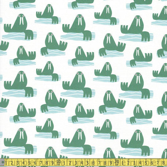 Paintbrush Studio - Animal Kingdom - Walrus Green Sewing Fabric