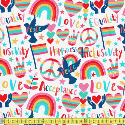 Paintbrush Studio - BRIGHT LOVE Main Multi - Sewing and Dressmaking Fabric