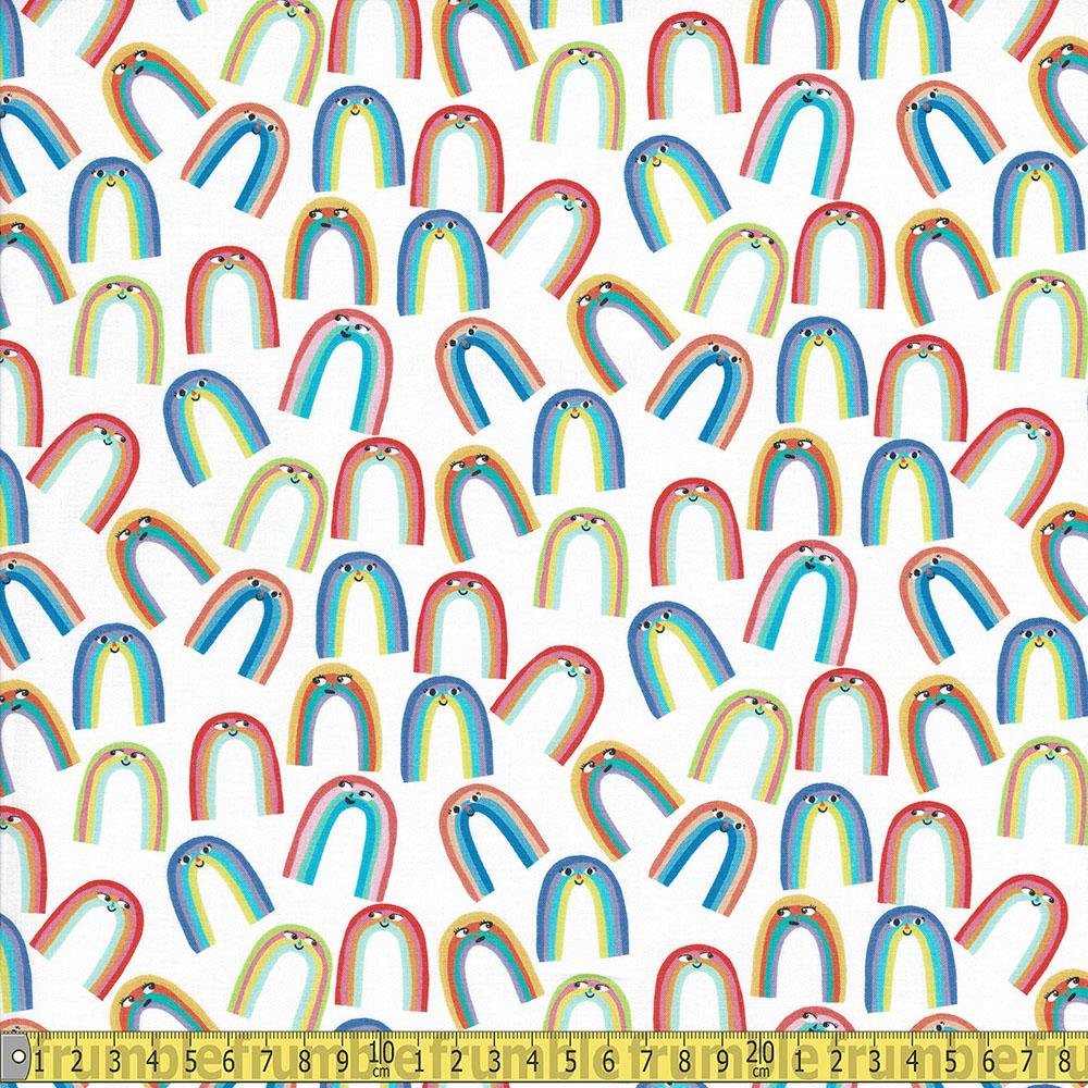 Paintbrush Studio - Food Face - Happy Rainbow Multi Sewing and Dressmaking Fabric