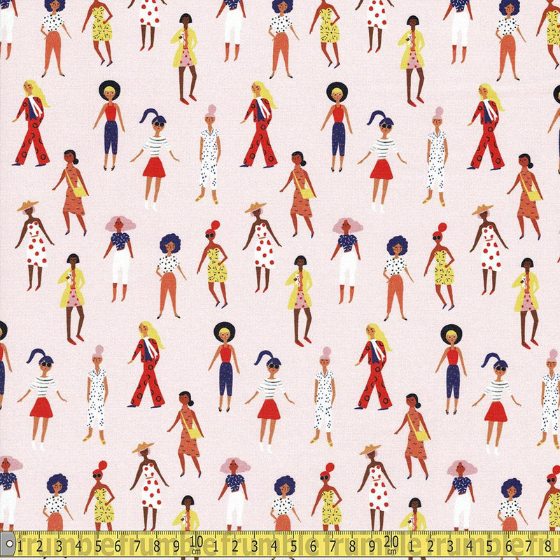 Paintbrush Studio - Friends And Faces - Girl About Town Pink Sewing Fabric